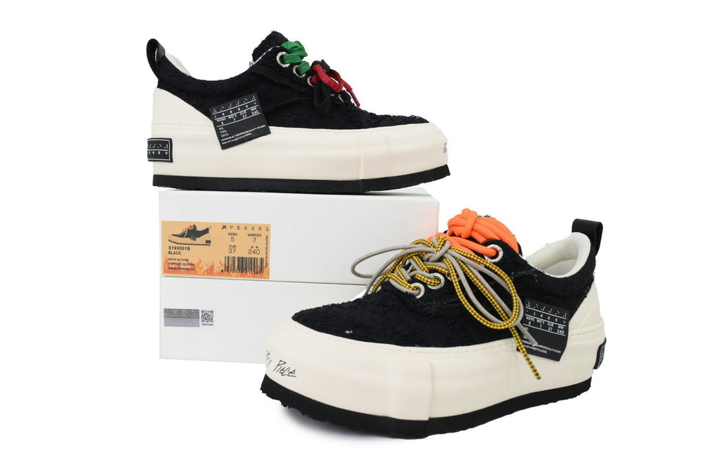 xVESSEL Nougat Snowflake Black Plush Sneakers