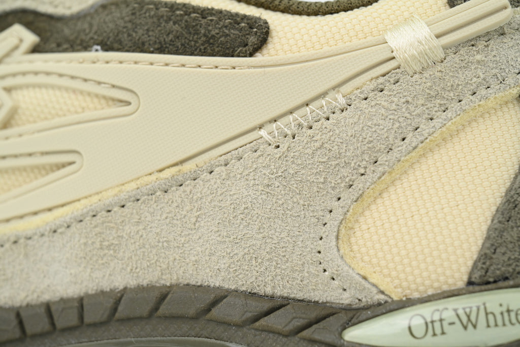 Off-White Be Right Back Forest Green Beige Suede Sneakers