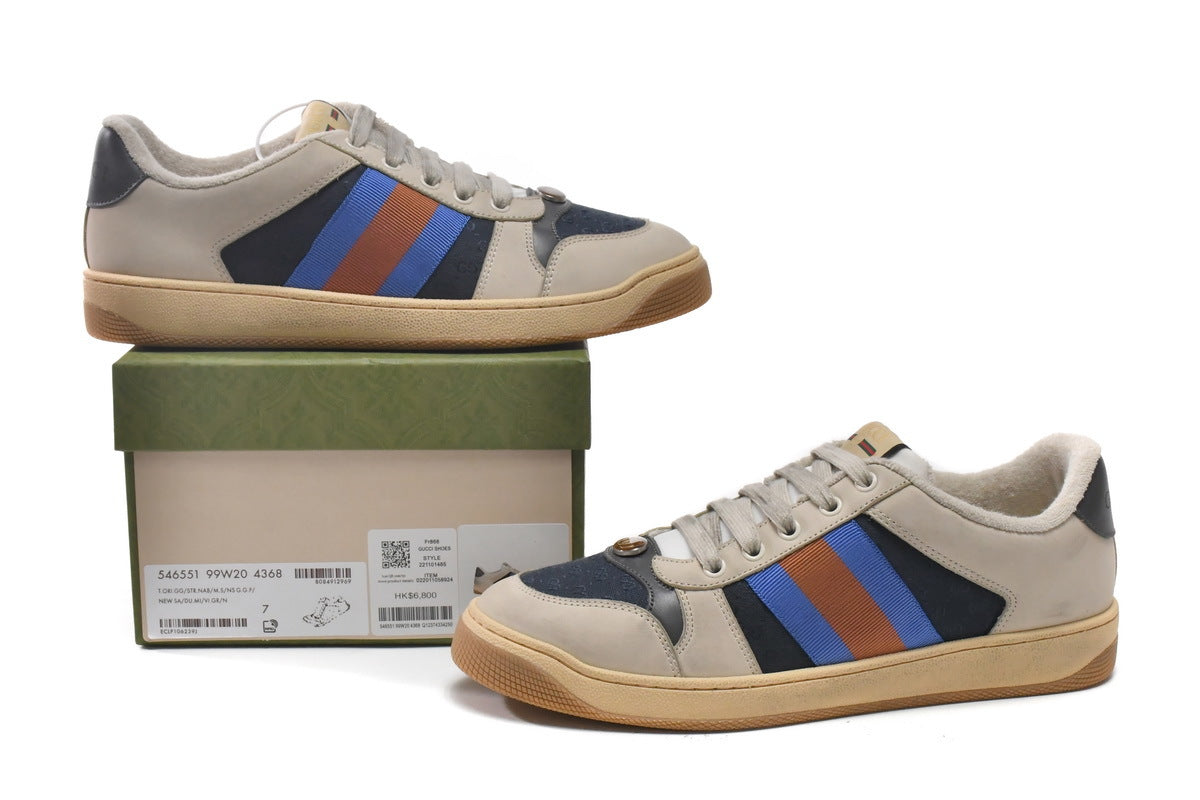 Gucci Screener Blue Textile Sneakers