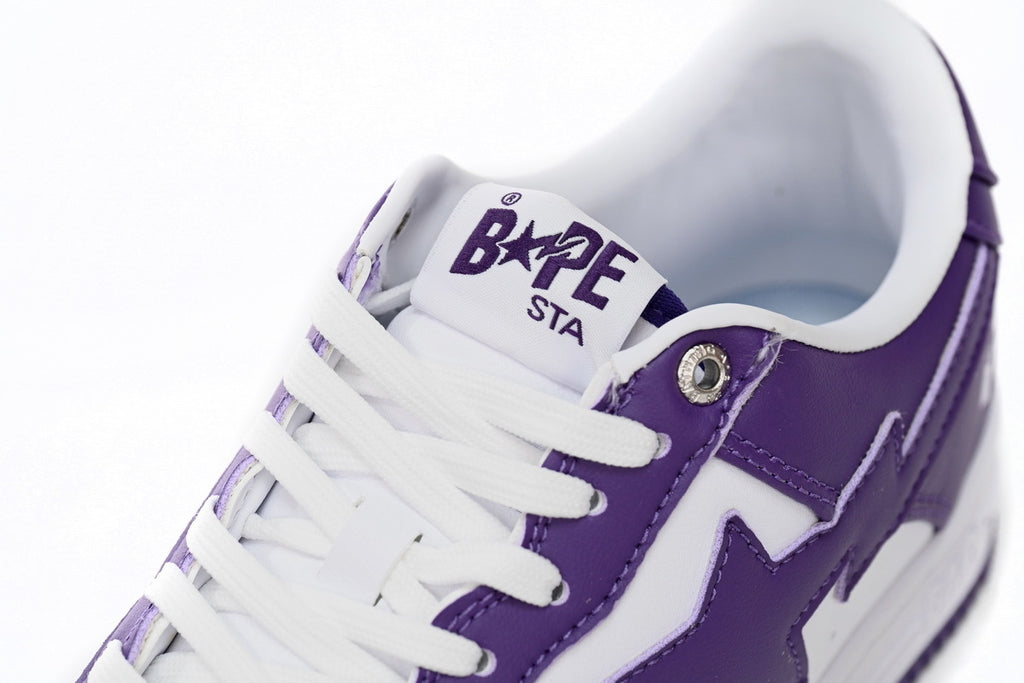A BATHING APE BAPE STA Low White and Purple Sneakers
