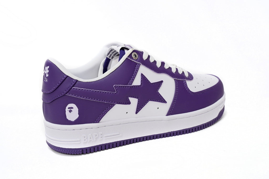 A BATHING APE BAPE STA Low White and Purple Sneakers