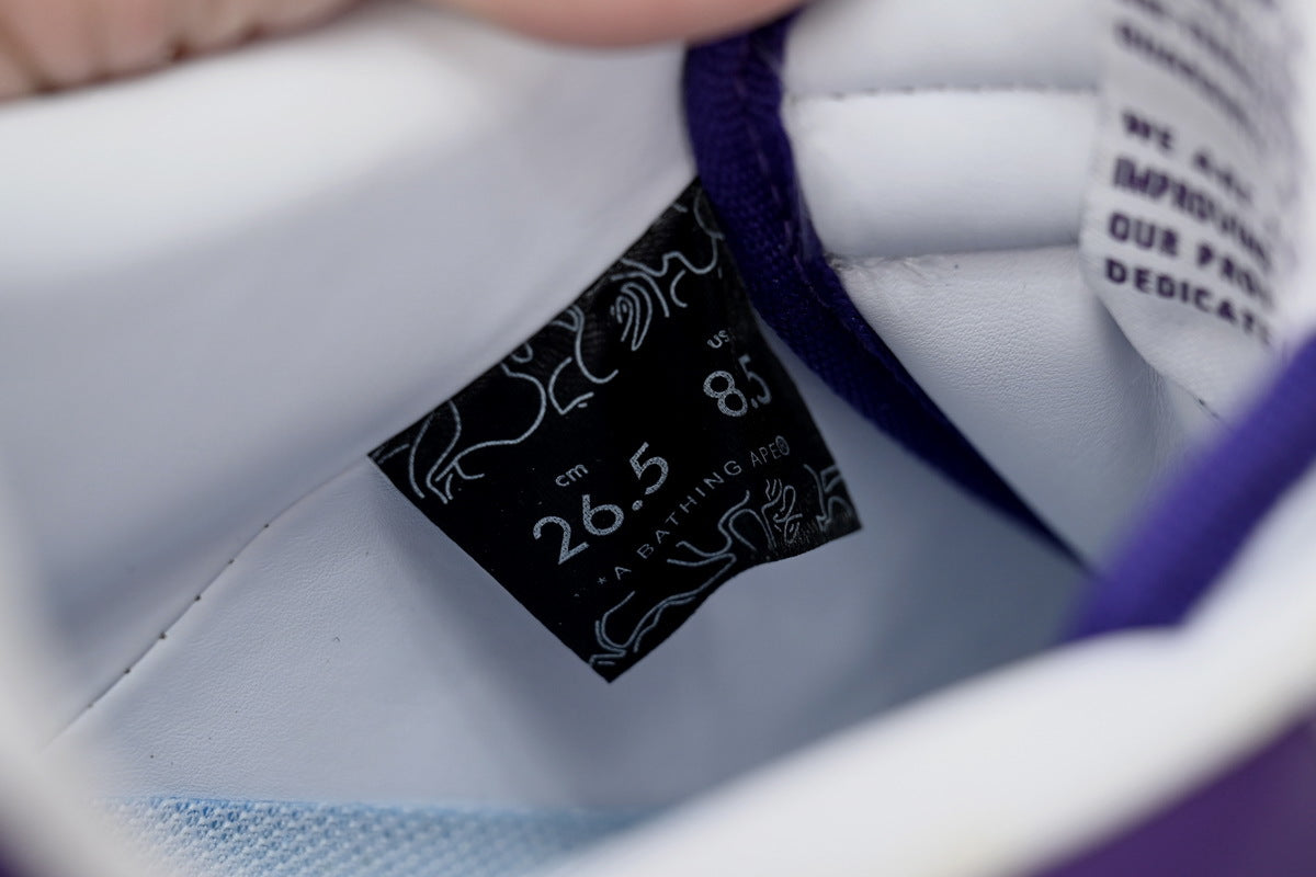 A BATHING APE BAPE STA Low White and Purple Sneakers