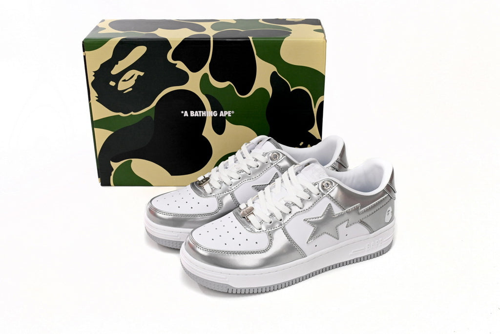 A BATHING APE BAPE STA Low Silver Sneakers