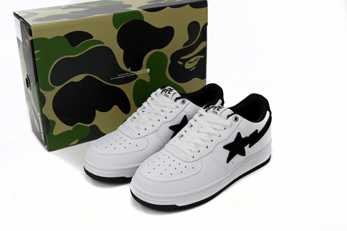 A BATHING APE BAPE STA Low White & Black Tick Men's Sneakers