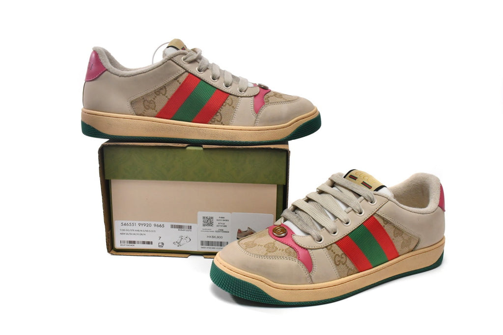 Gucci Screener Apricot Textile Sneakers