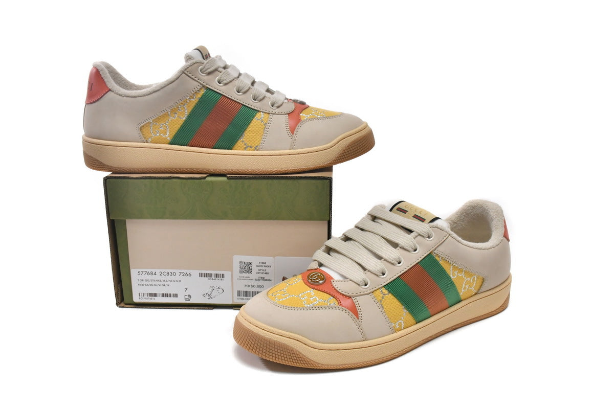Gucci Screener Yellow Gold Silver Sneakers