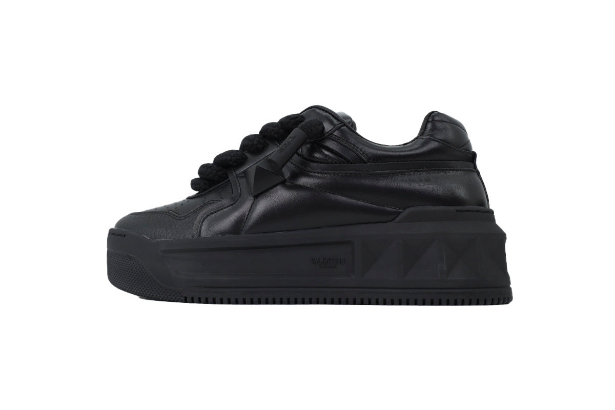 Valentino Garavani One Stud XL Black Nappa Calfskin Sneakers