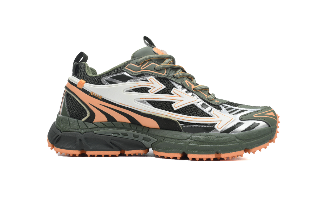 Off-White Be Right Back Military Green Peach Mesh Sneakers