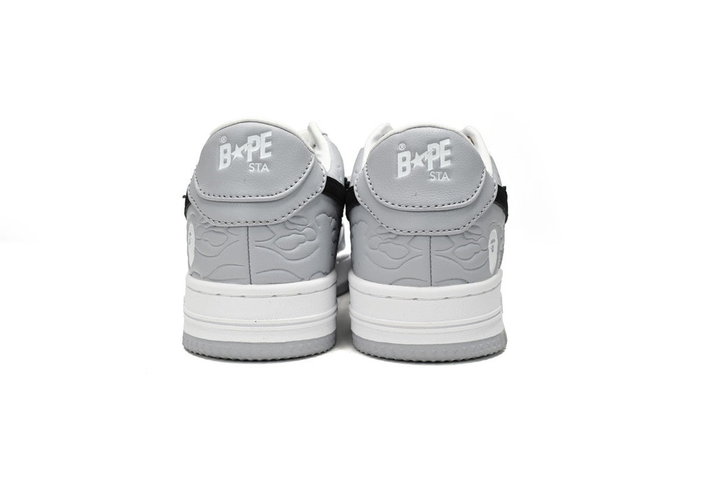 A BATHING APE BAPE STA Low White Gray Embossing