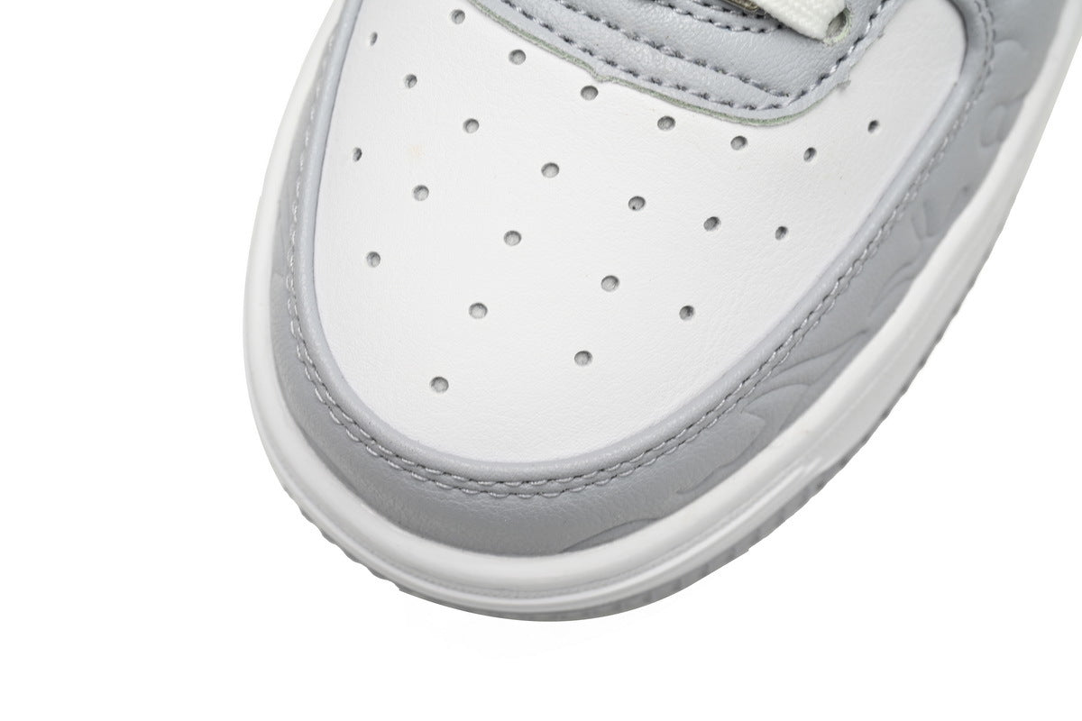 A BATHING APE BAPE STA Low White Gray Embossing