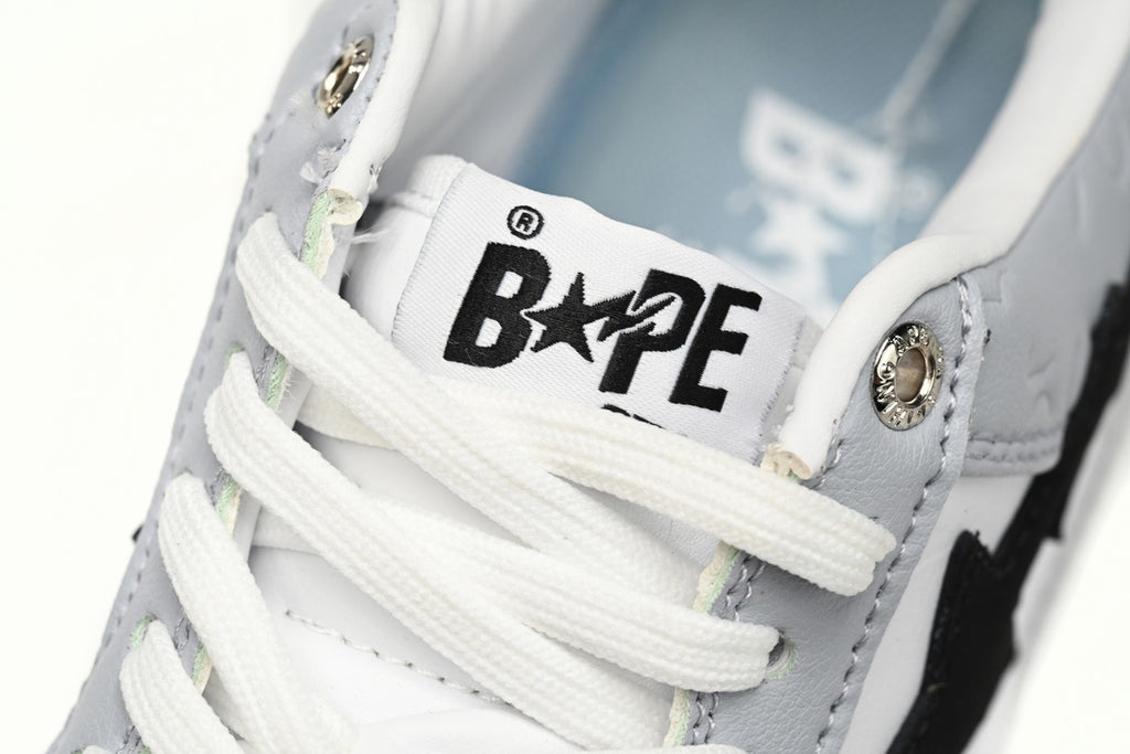 A BATHING APE BAPE STA Low White Gray Embossing Sneakers
