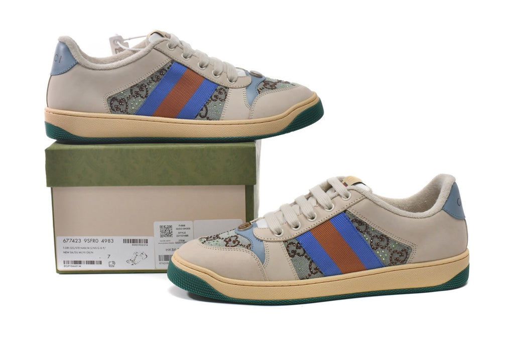 Gucci Screener Blue Crystal Sneakers