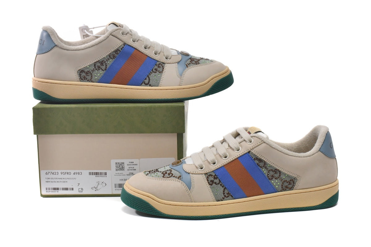 Gucci Screener Blue Crystal Sneakers