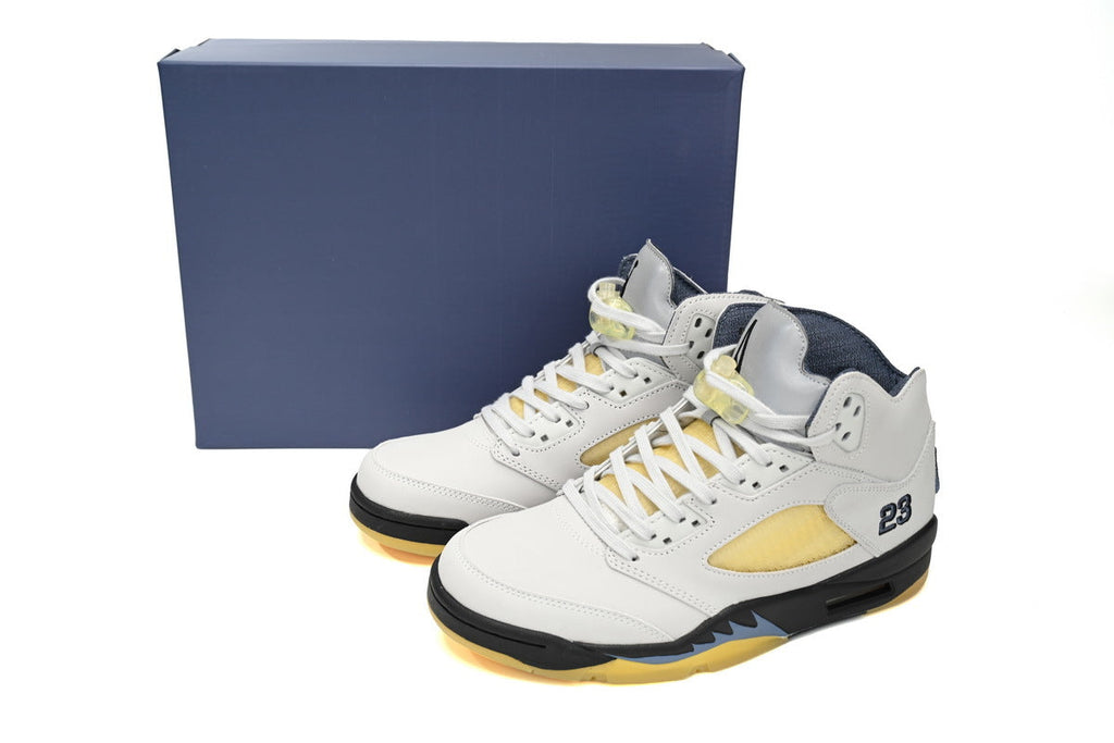 Air Jordan 5 Retro White Metallic Silver Sneakers