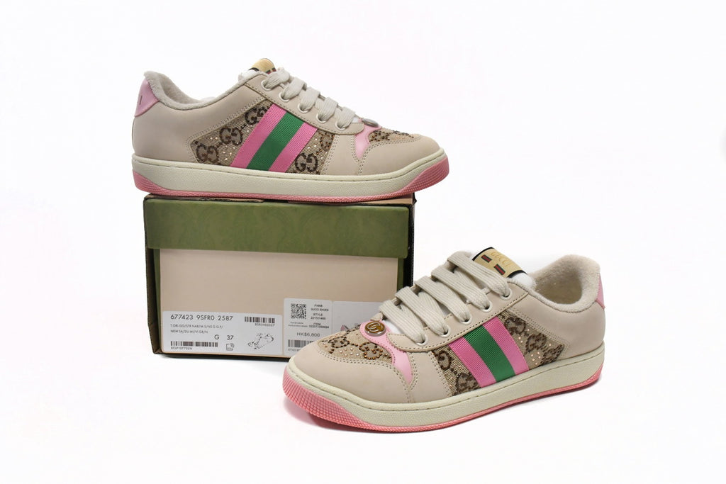 Gucci GG Crystal Screener Pink Sneakers