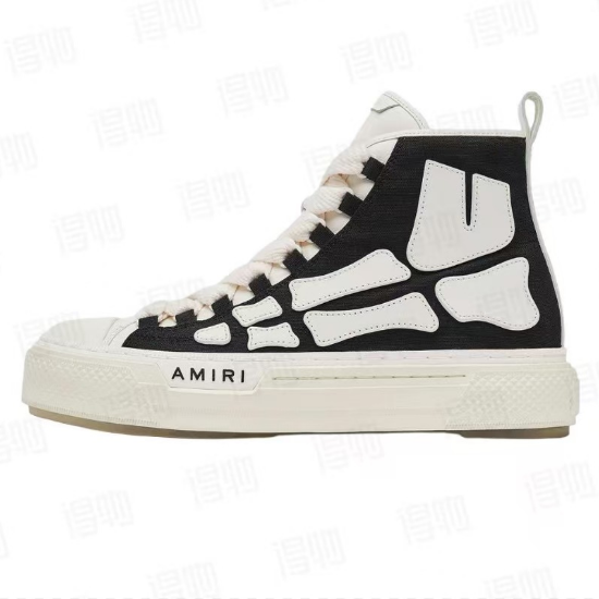 AMIRI SKEL COURT HI Black and White Sneakers