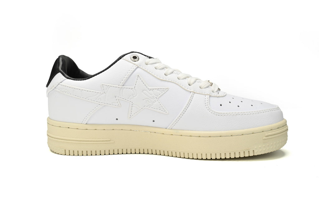 A BATHING APE BAPE STA Low White, Black & Beige Men's Sneakers
