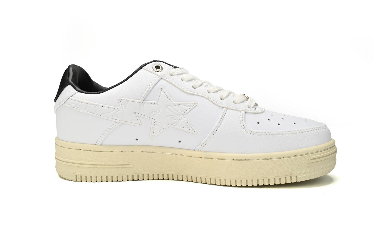 A BATHING APE BAPE STA Low White, Black & Beige Men's Sneakers