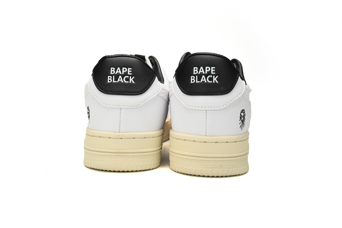 A BATHING APE BAPE STA Low White, Black & Beige Men's Sneakers