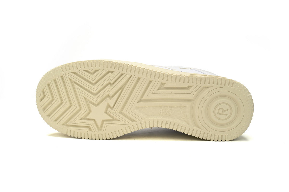 A BATHING APE BAPE STA Low White, Black & Beige Men's Sneakers
