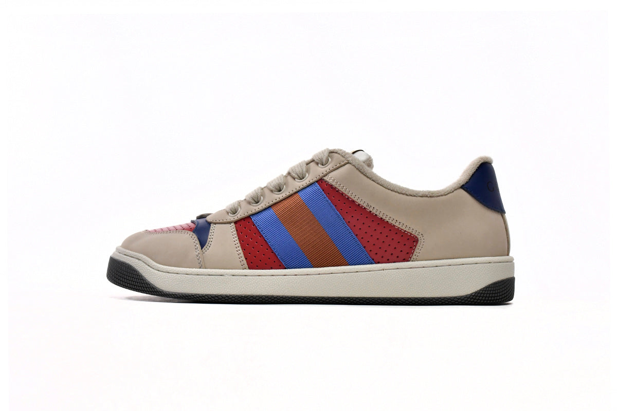 Gucci Screener Red Perforated Leather Sneakers
