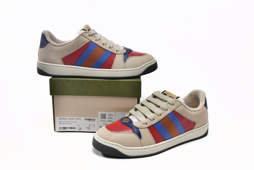 Gucci Screener Red Perforated Leather Sneakers