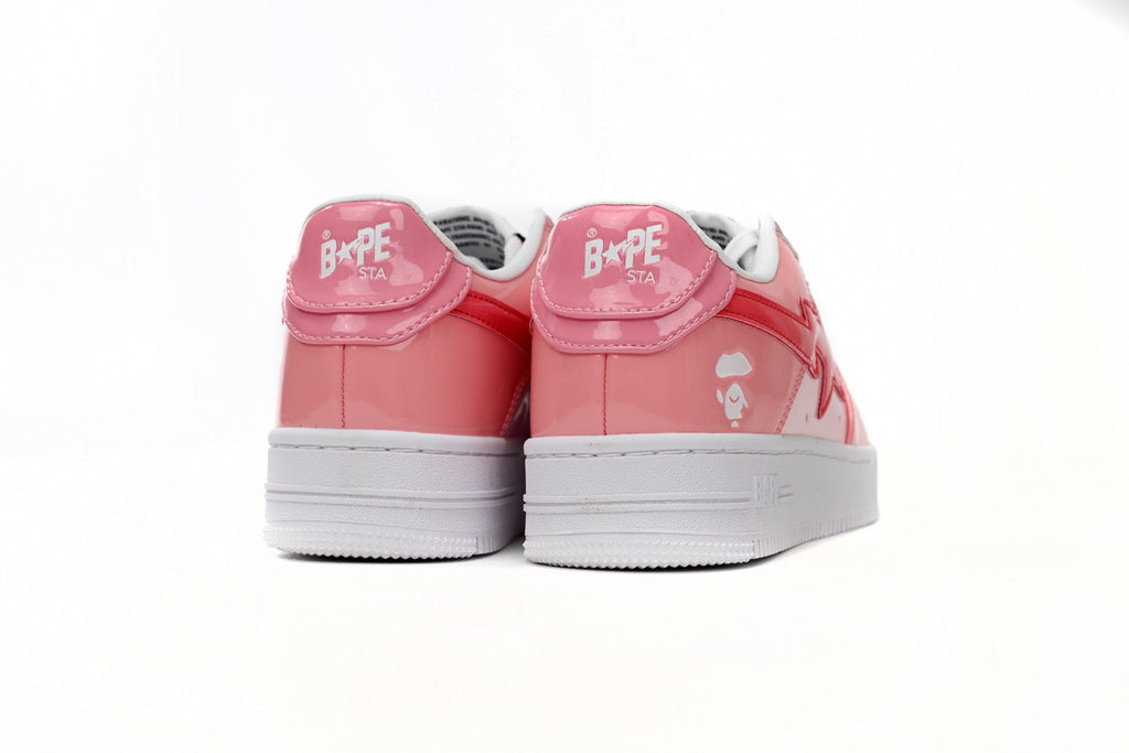 A BATHING APE BAPE STA Low Pink Paint Leather
