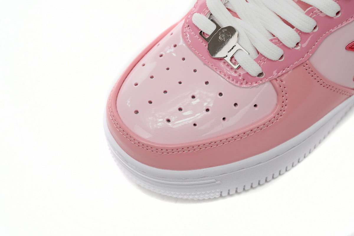 A BATHING APE BAPE STA Low Pink Paint Leather