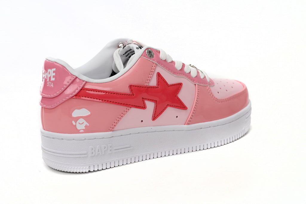 A BATHING APE BAPE STA Low Pink Paint Leathe Sneakers