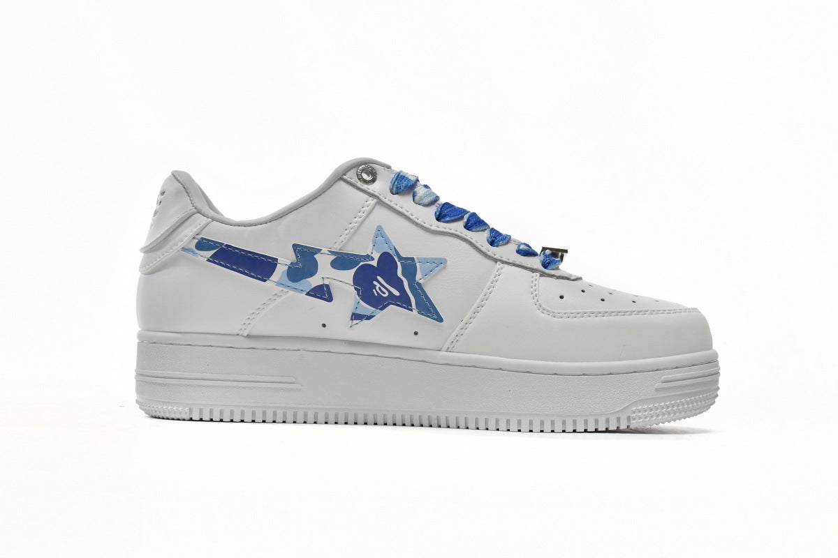A BATHING APE BAPE STA Low White Blue Camouflage Sneakers