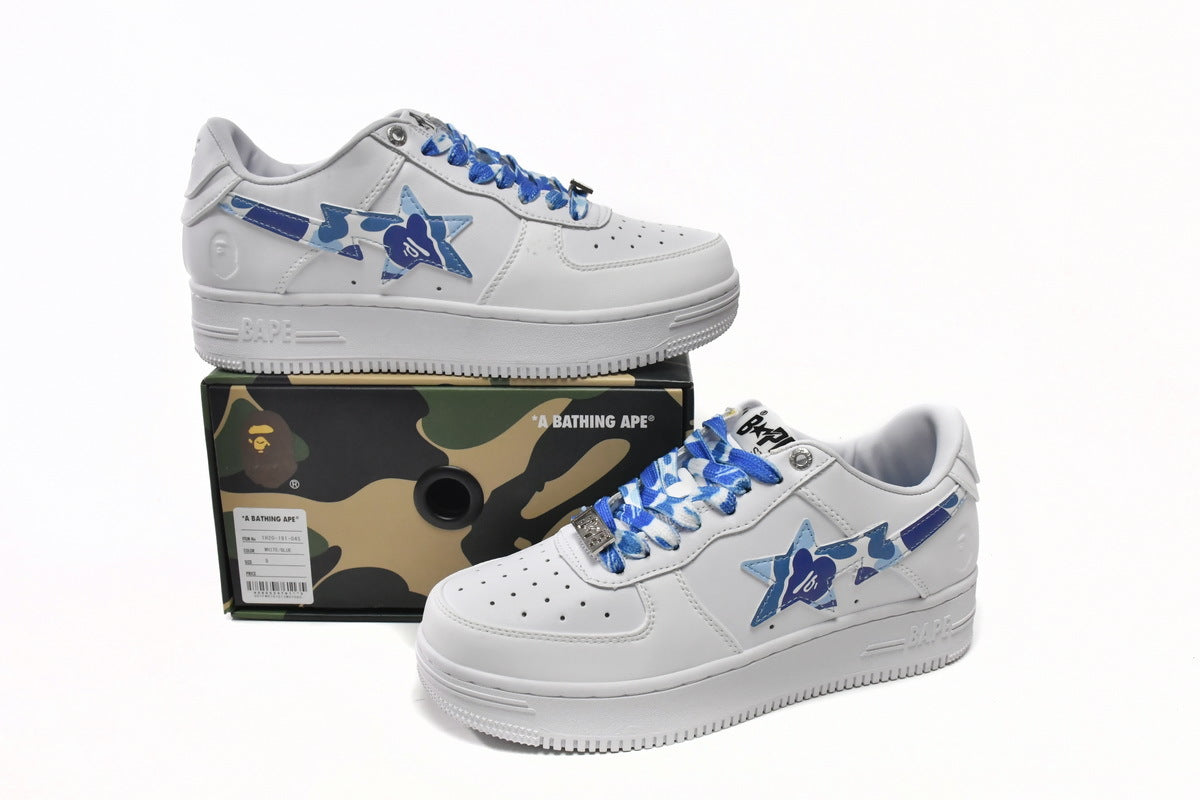 A BATHING APE BAPE STA Low White Blue Camouflage Sneakers