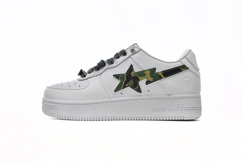 A BATHING APE BAPE STA Low White Green Camouflage