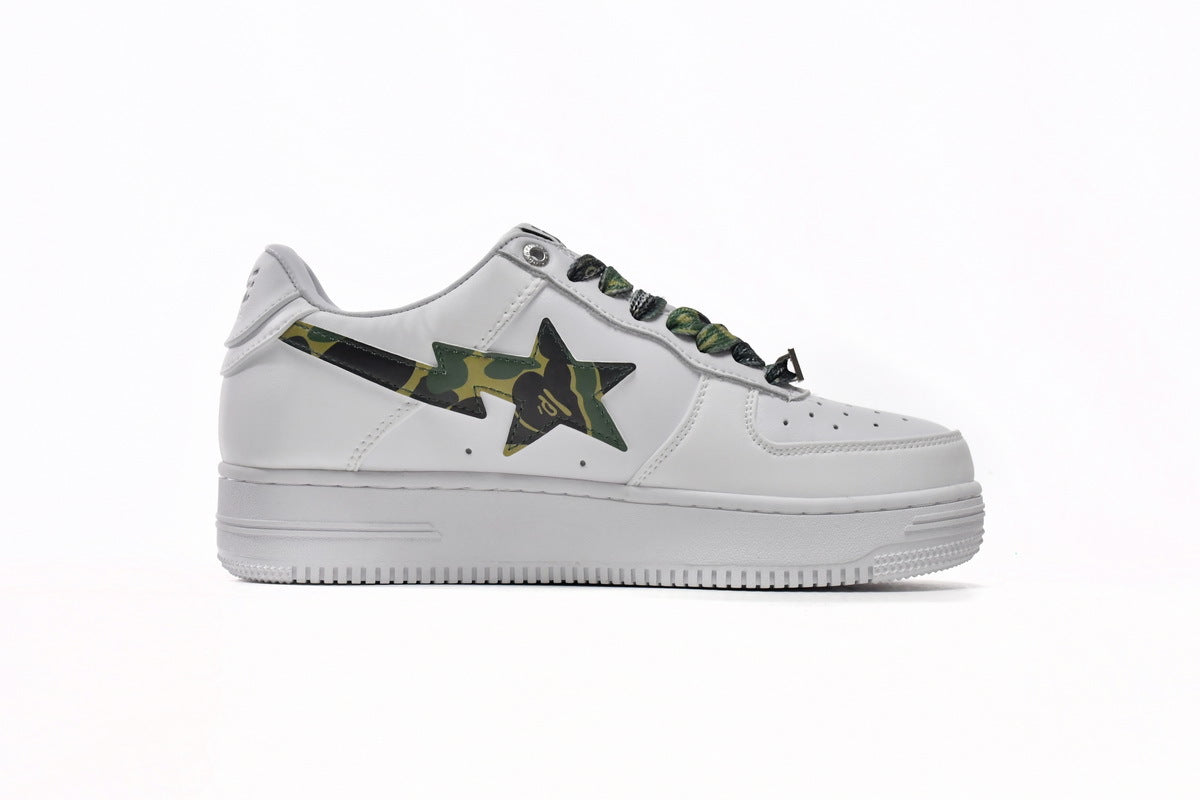 A BATHING APE BAPE STA Low White Green Camouflage Sneakers
