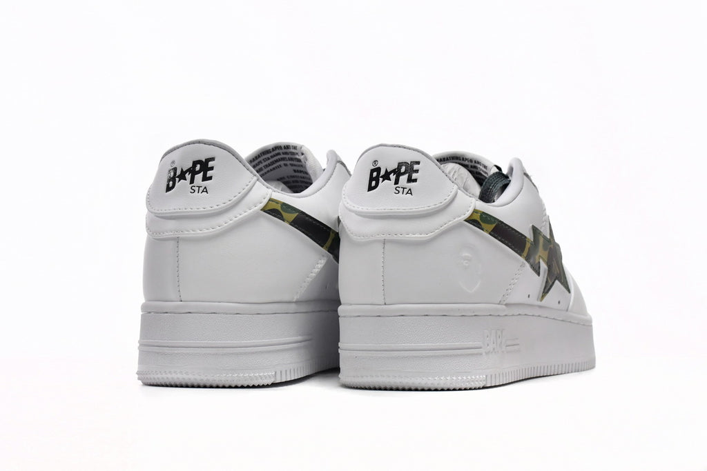 A BATHING APE BAPE STA Low White Green Camouflage