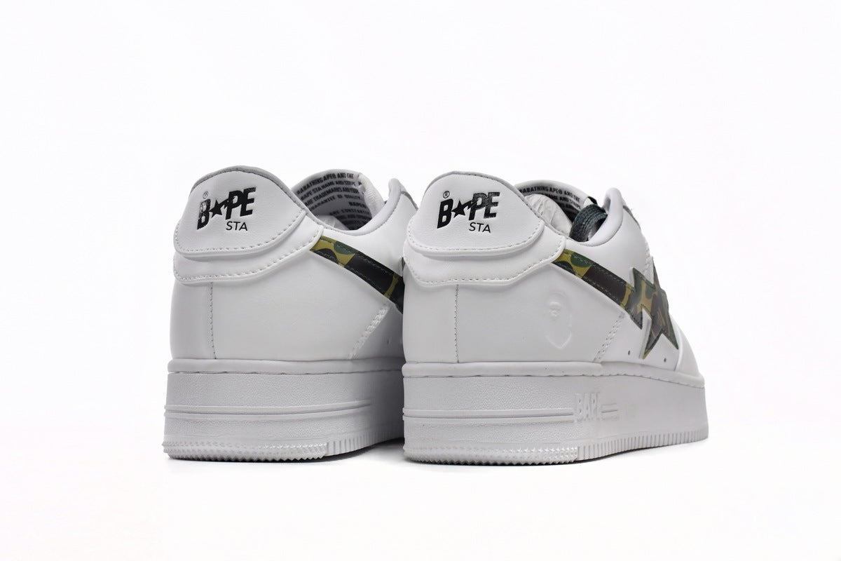 A BATHING APE BAPE STA Low White Green Camouflage