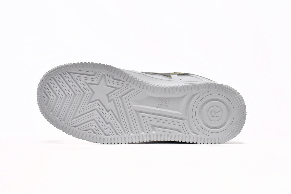 A BATHING APE BAPE STA Low White Green Camouflage Sneakers