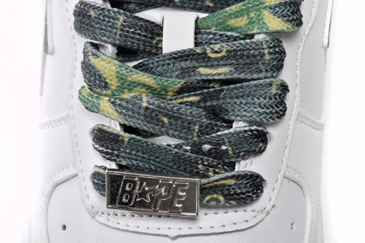 A BATHING APE BAPE STA Low White Green Camouflage