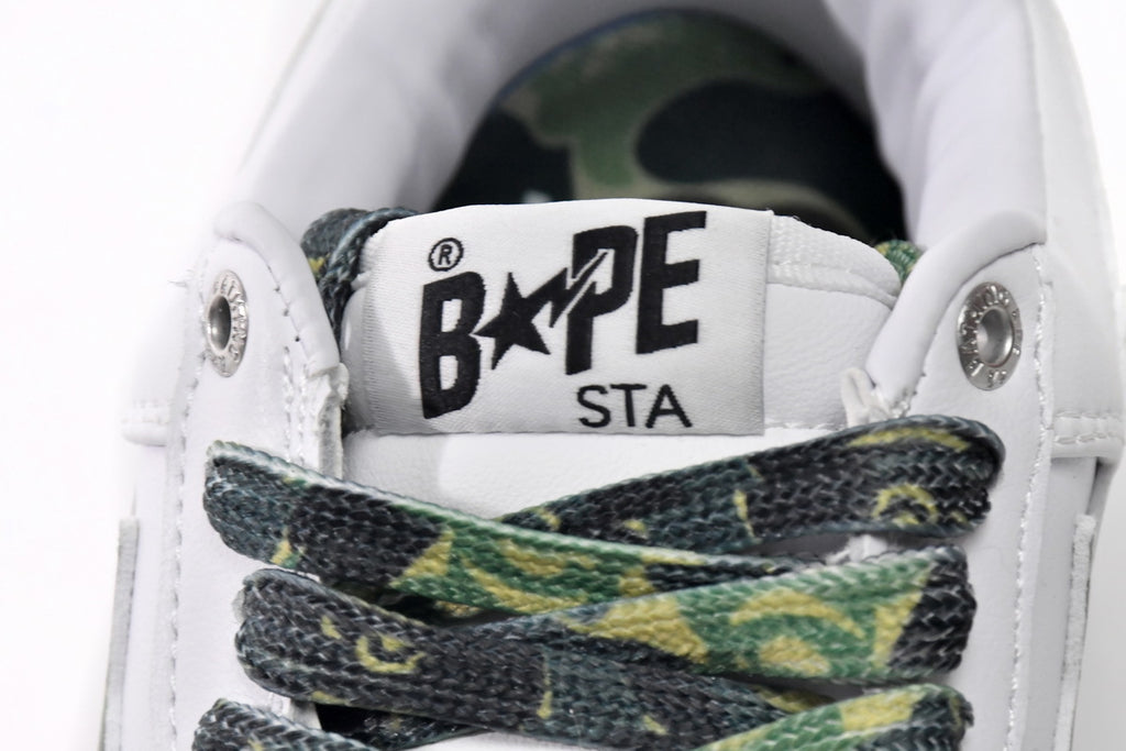 A BATHING APE BAPE STA Low White Green Camouflage Sneakers