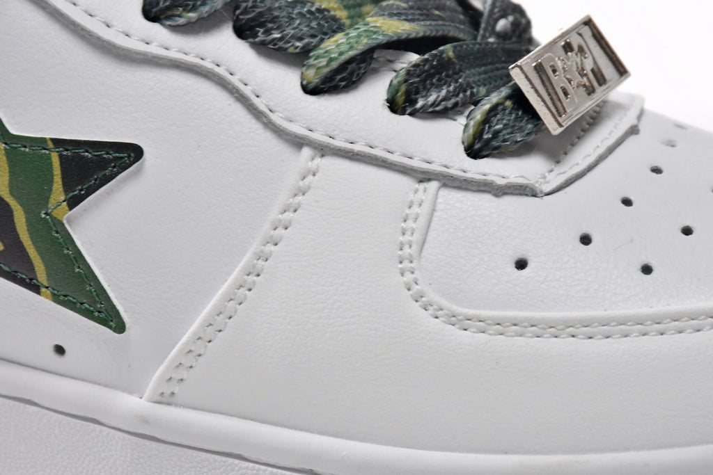 A BATHING APE BAPE STA Low White Green Camouflage Sneakers