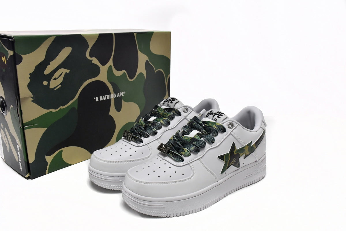 A BATHING APE BAPE STA Low White Green Camouflage