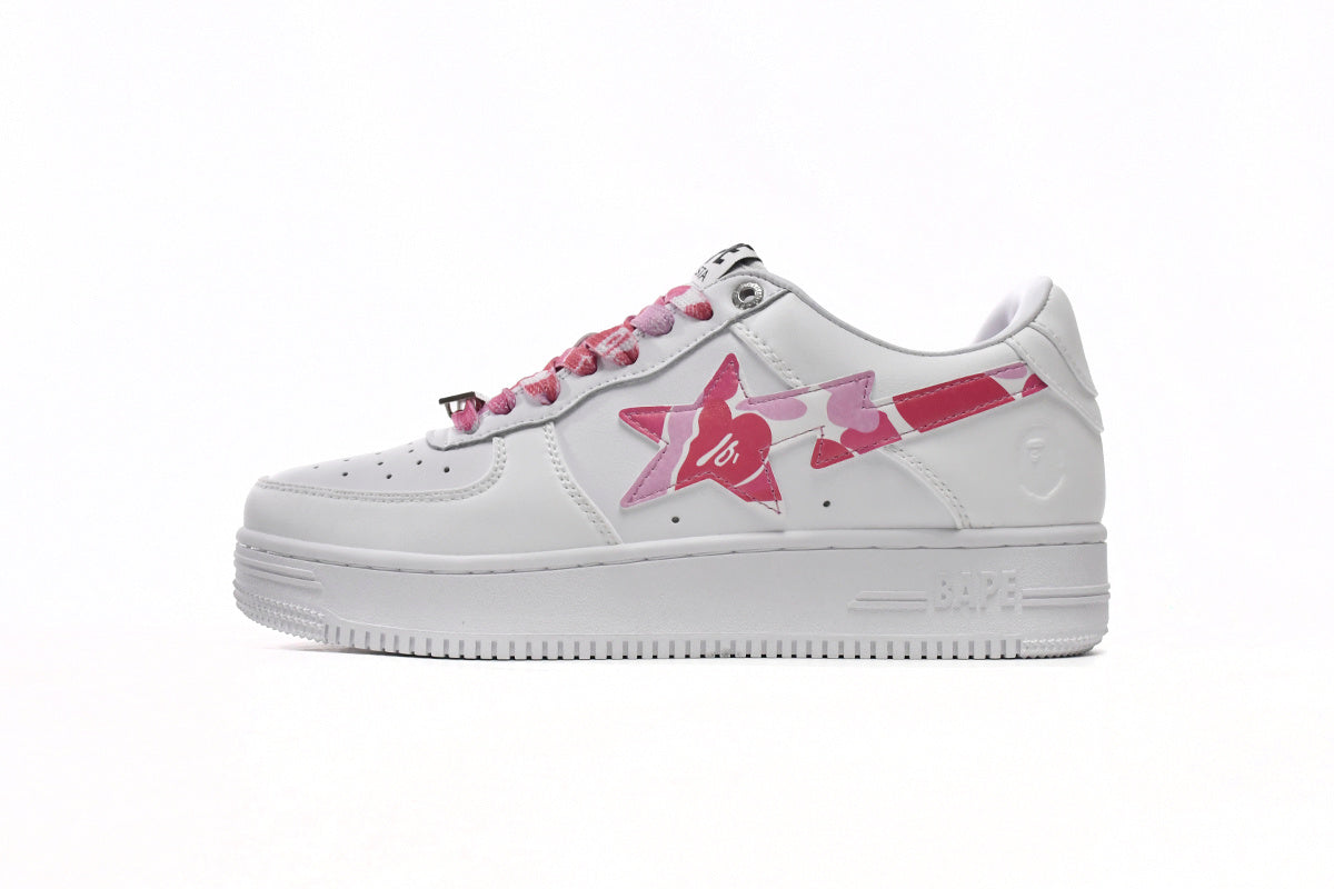 A BATHING APE BAPE STA Low White & Red Camouflage Men's Sneakers