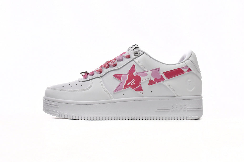 A BATHING APE BAPE STA Low White Red Camouflage Sneakers