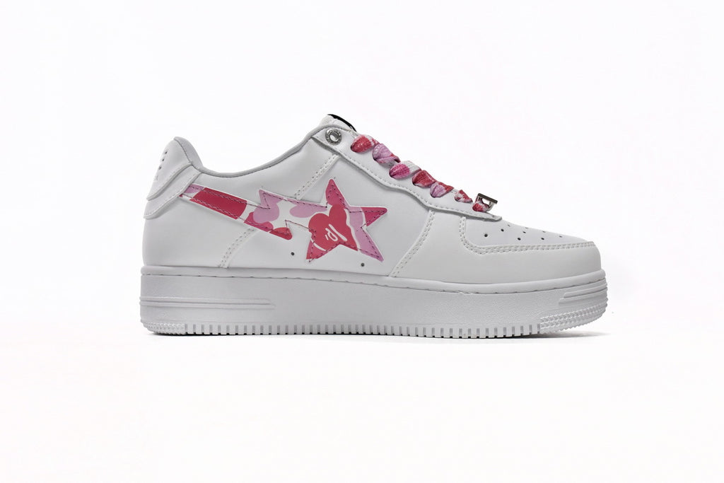A BATHING APE BAPE STA Low White Red Camouflage Sneakers