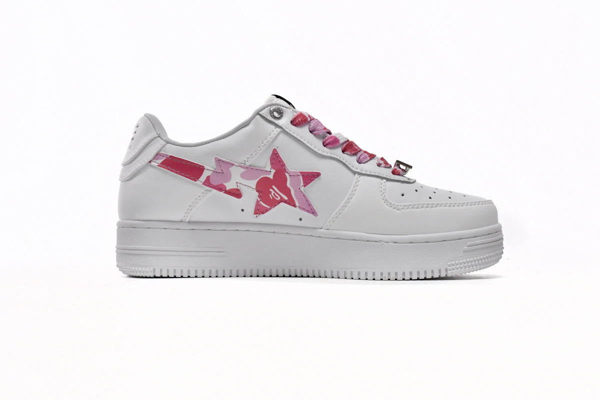 A BATHING APE BAPE STA Low White Red Camouflage Sneakers