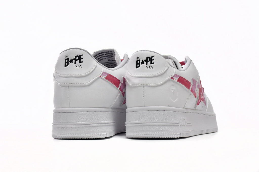A BATHING APE BAPE STA Low White & Red Camouflage Men's Sneakers