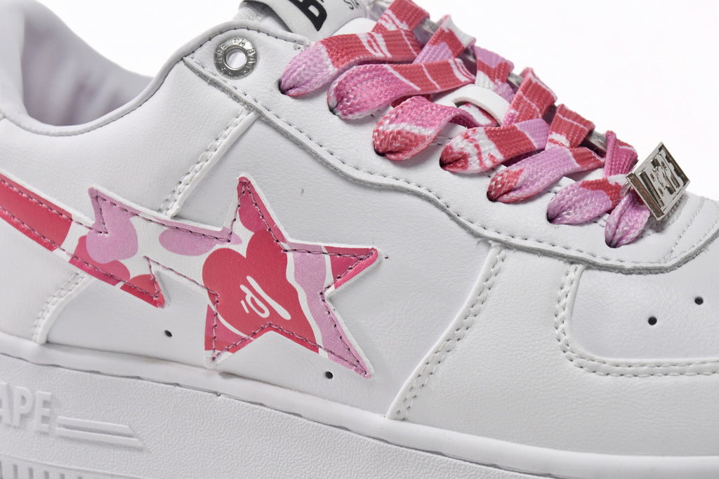 A BATHING APE BAPE STA Low White Red Camouflage Sneakers