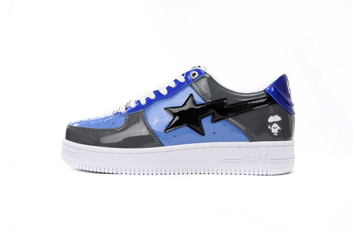 A BATHING APE BAPE STA Low Lnk Blue Mirror Surface Sneakers
