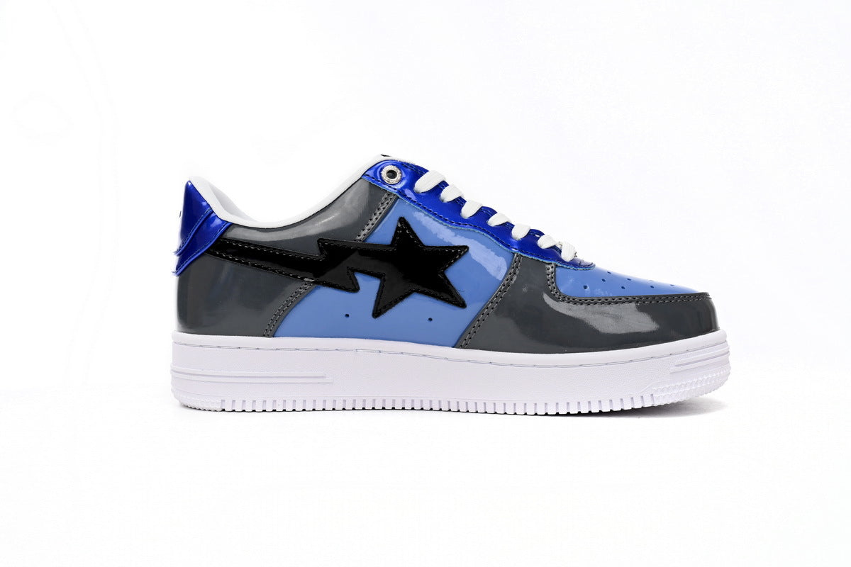 A BATHING APE BAPE STA Low Lnk Blue Mirror Surface Sneakers