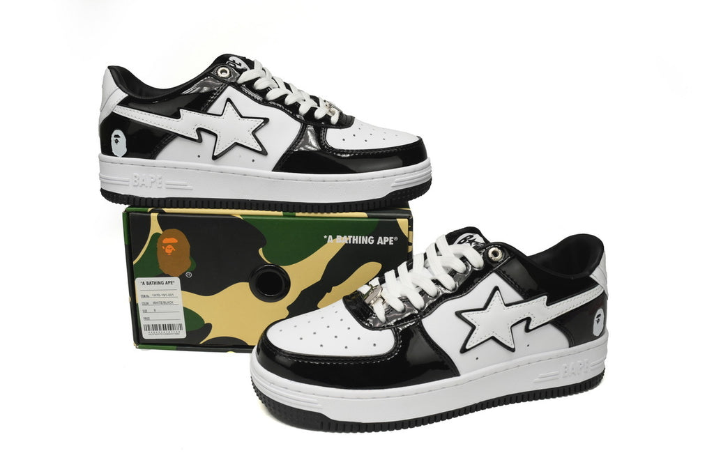 A BATHING APE BAPE STA Low Black and White Sneakers