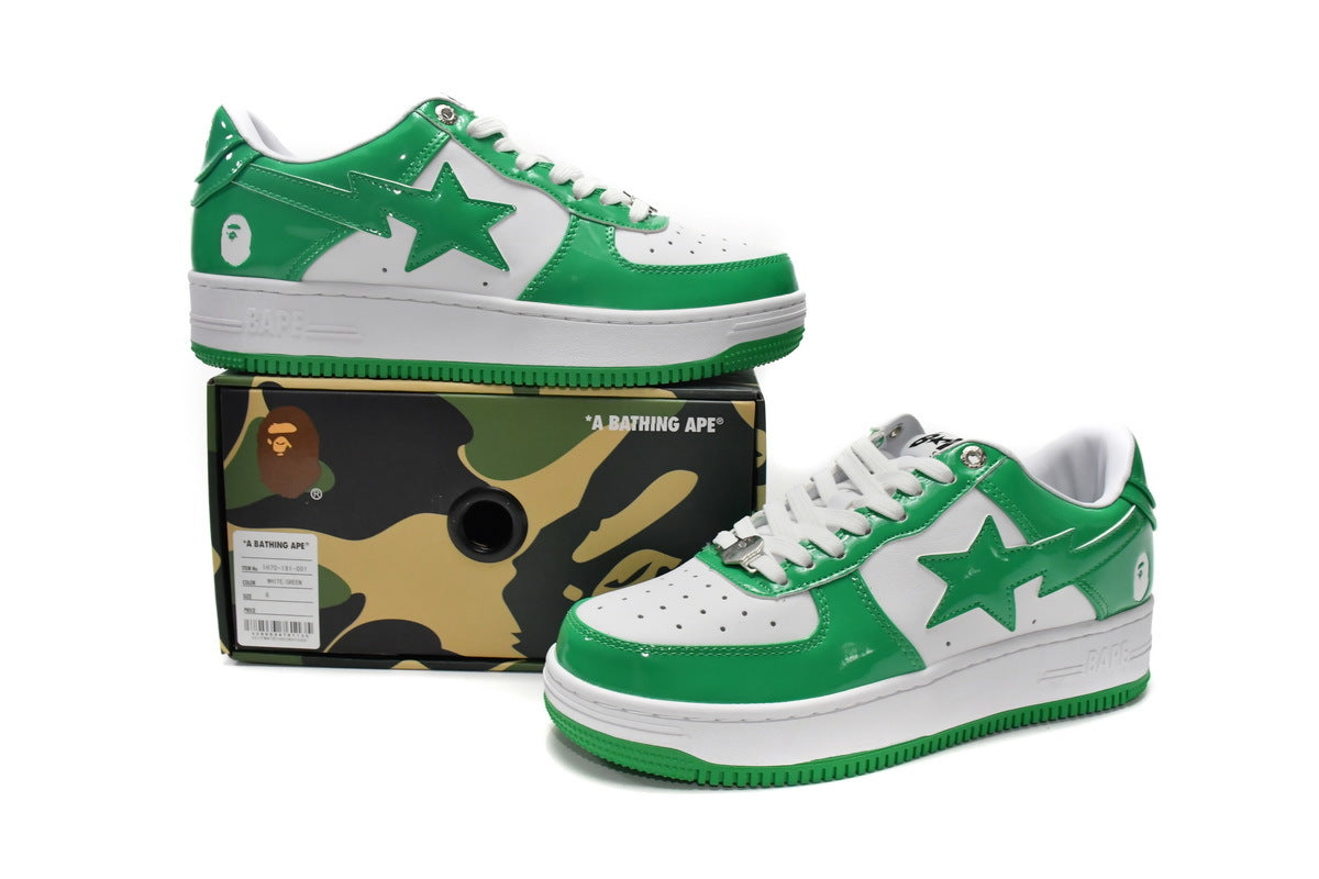 A BATHING APE BAPE STA Low White Green Sneakers
